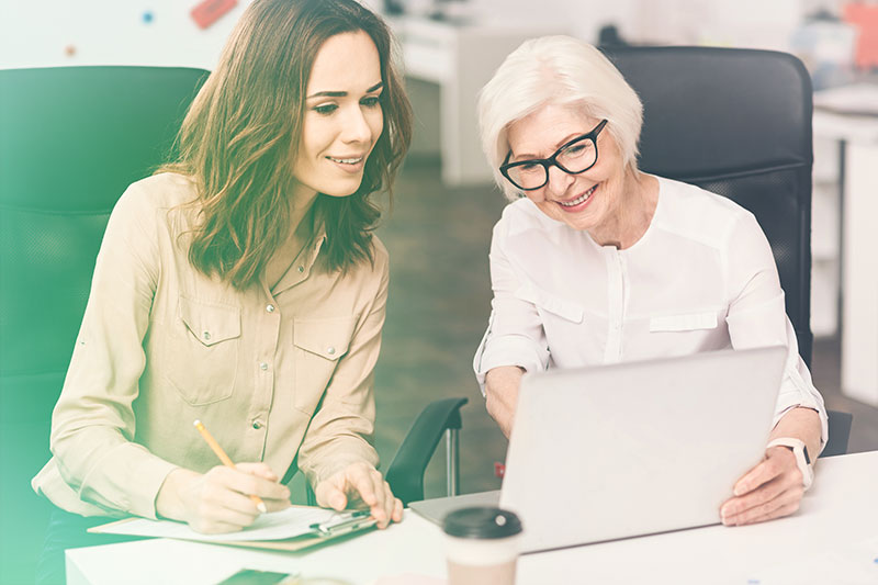 Social worker helping client