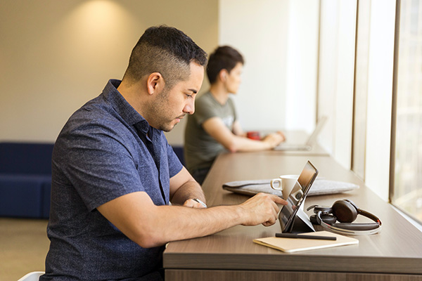 Man working on a laptop