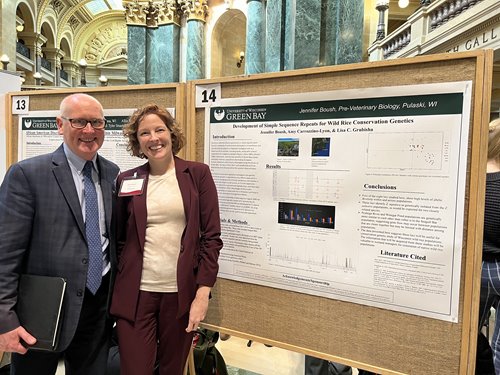 Faculty standing by research project