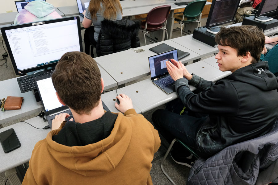 Students working on laptops