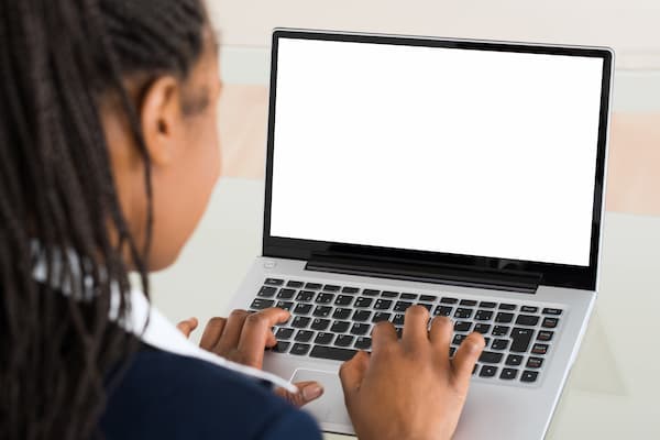 Student working on computer