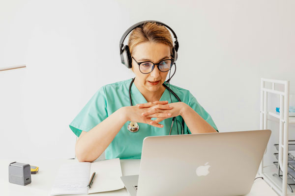 Telehealth nurse in appointment