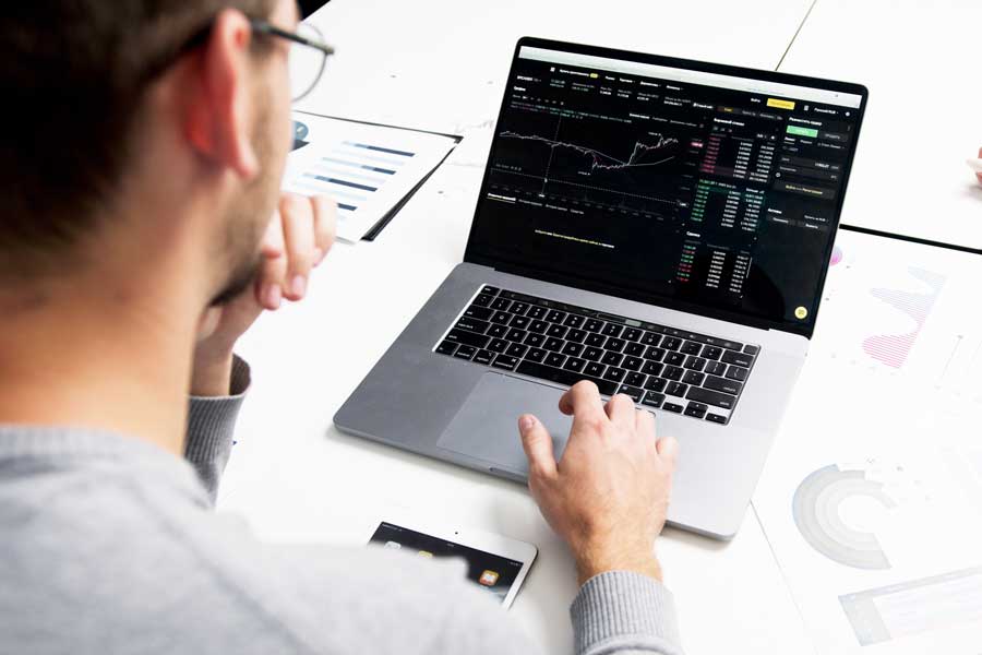 Student works at computer