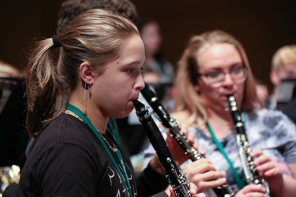 Students playing instruments