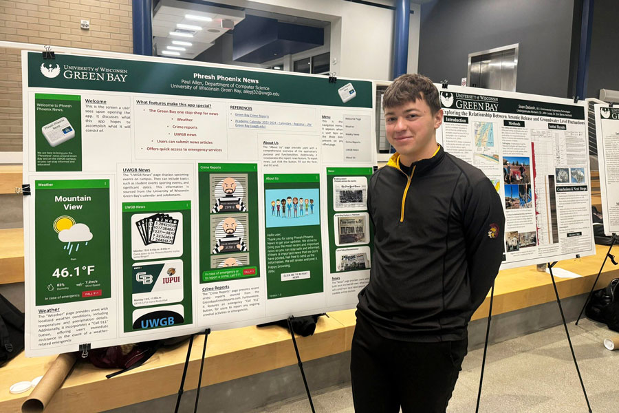Student presenting research
