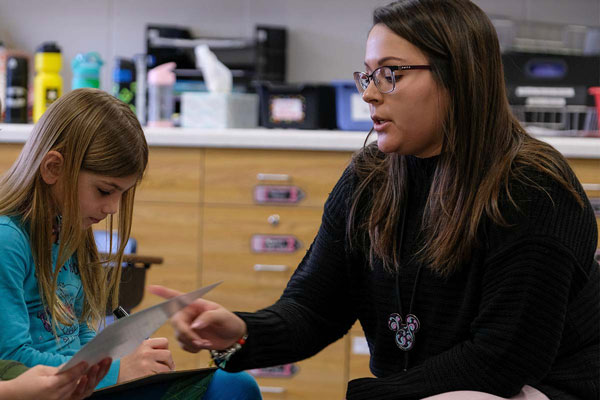 UW-Green Bay student teaching in elementary classroom